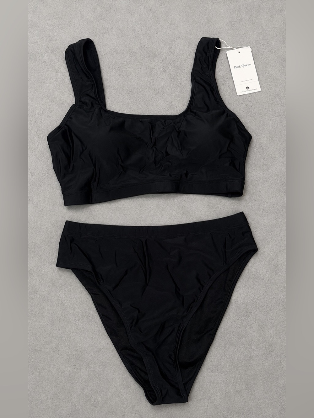 NWT - Pink Queen Womens Crop Top Scoop Neck High Waist 2 Piece Bikini Size Large